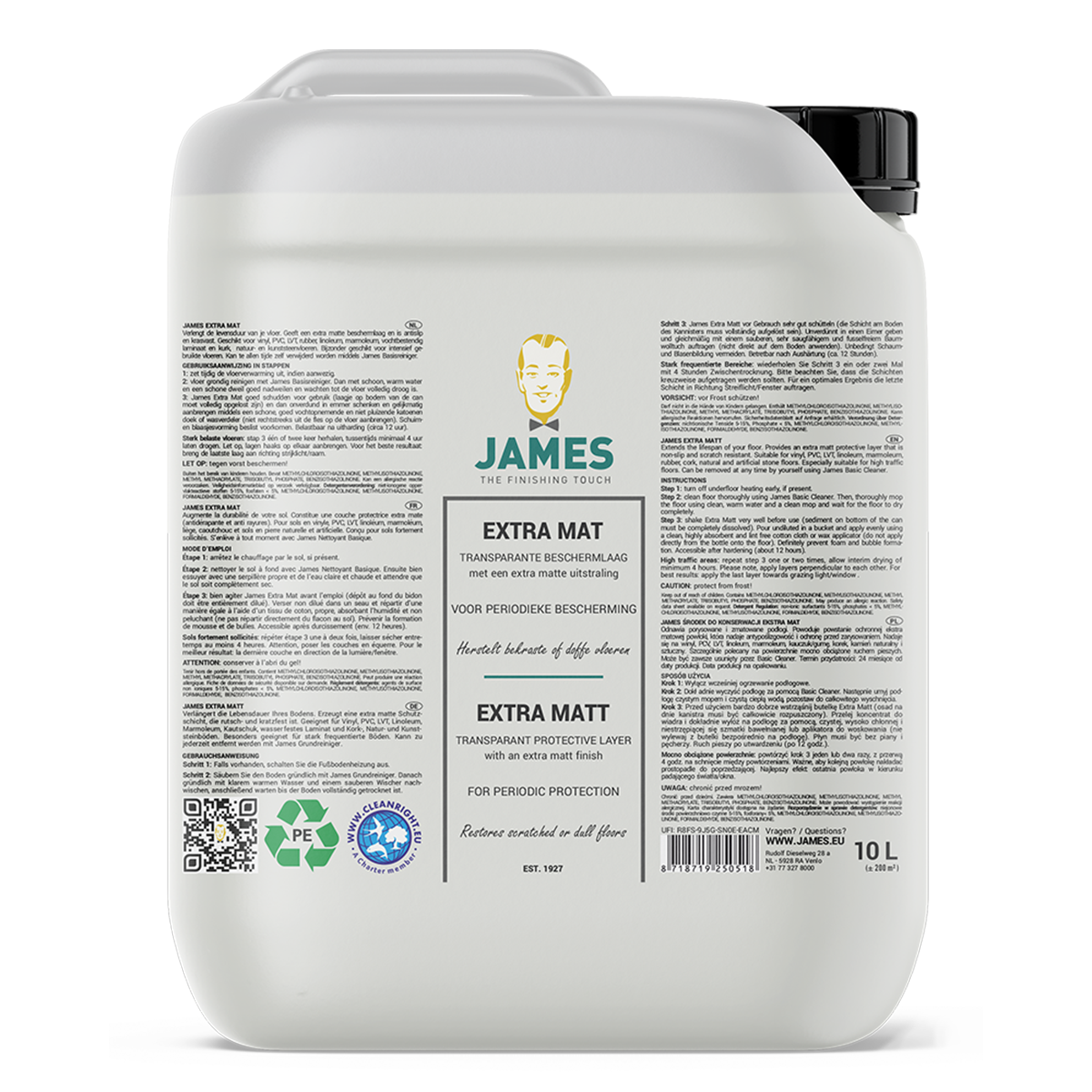 James Extra Mat 10L — onderhoud en reiniging voor PVC vloeren