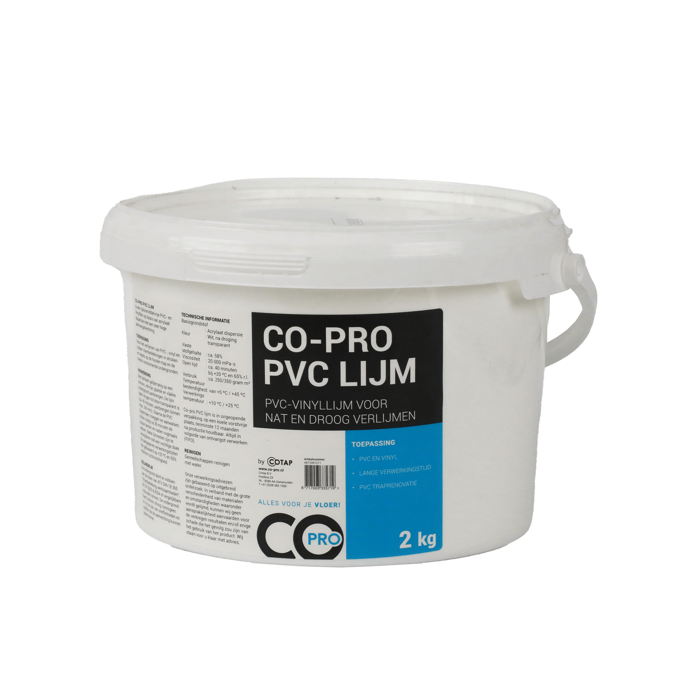 Co-Pro PVC lijm 2kg contactlijm voor plak PVC vloeren en trapbekleding